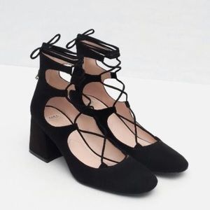 Zara Lace Up Block Heels